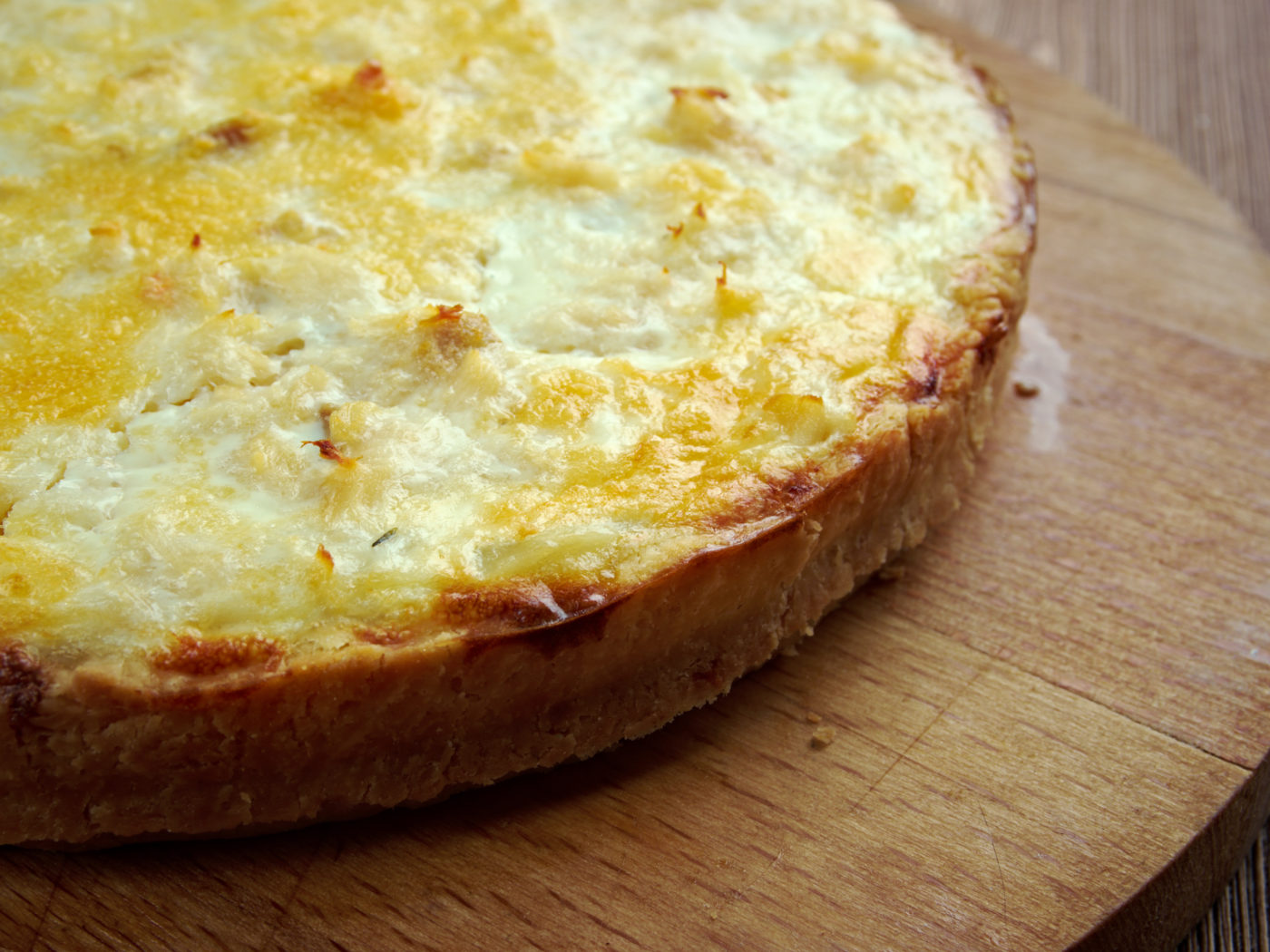 tasty homemade quiche with cod.farm-style